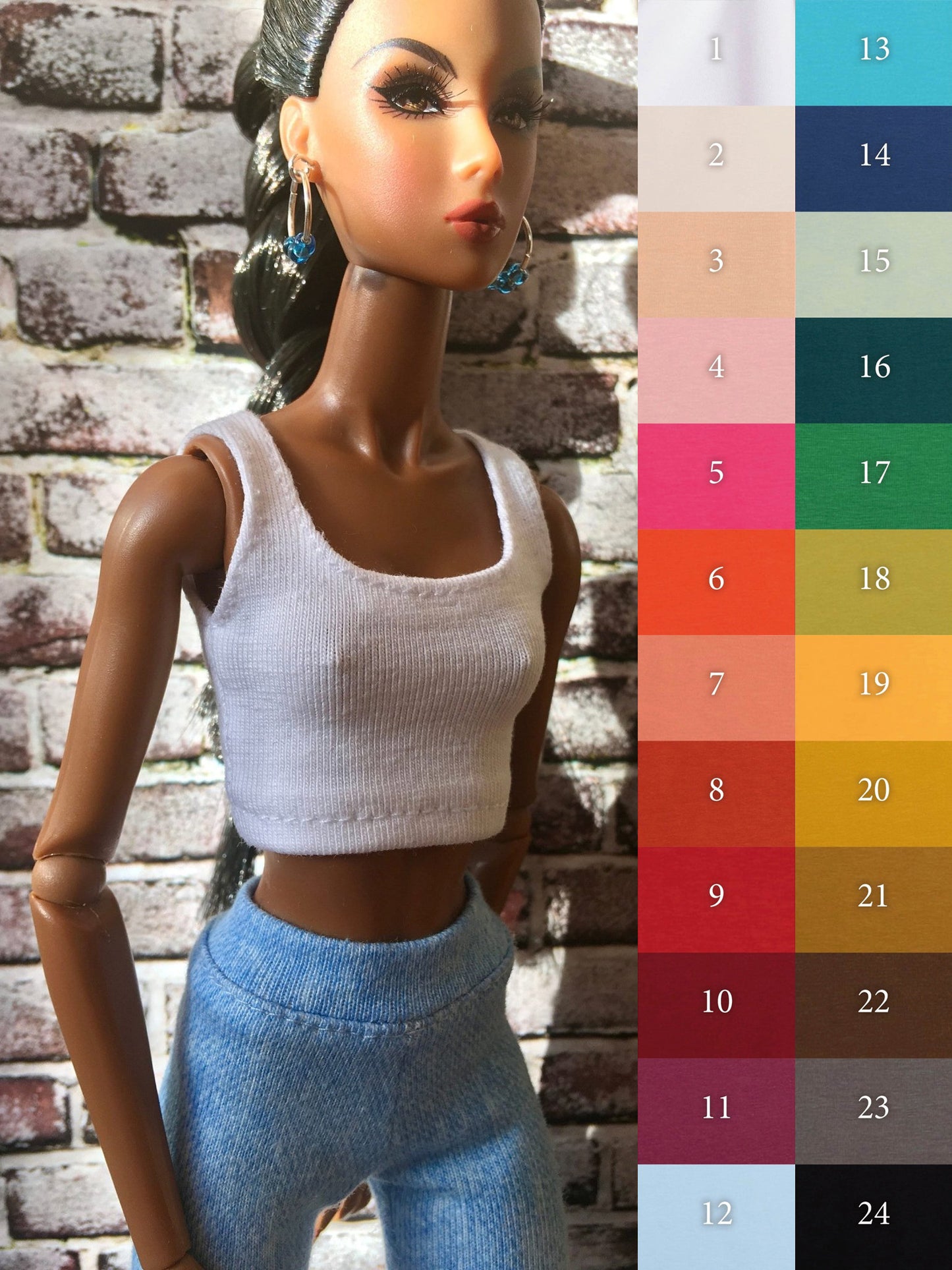 Power Crop Tank Top for NuFace/FR Integrity Toys Doll 12.5", many colors - Bouutique.com