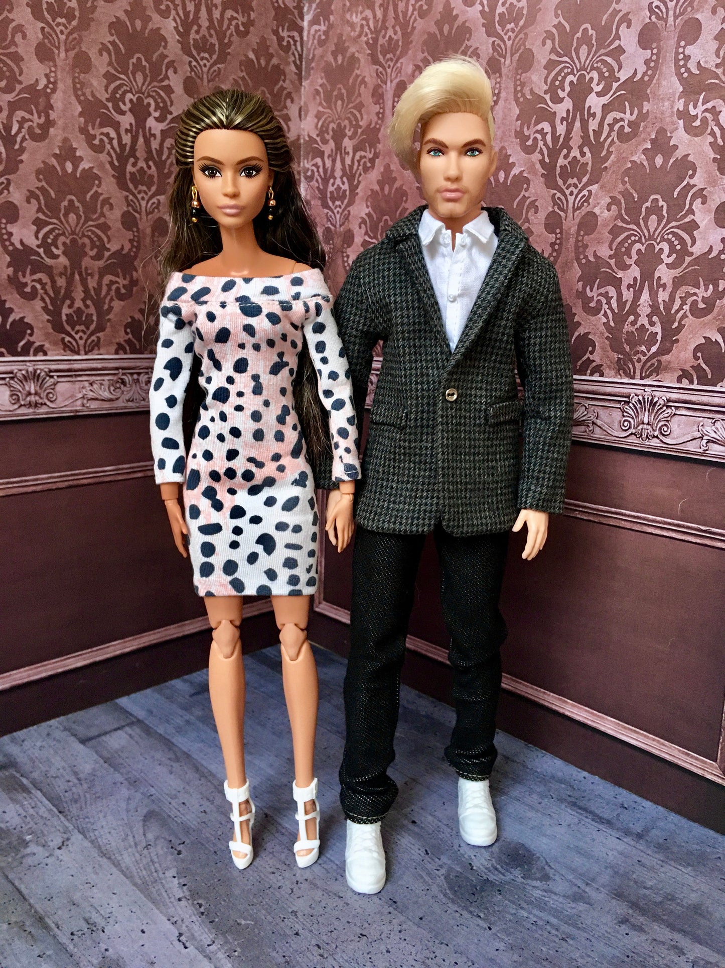 BQ-ARGON – Gray Checkered Cotton Blazer for 12" 1/6 Scale Ken Dolls