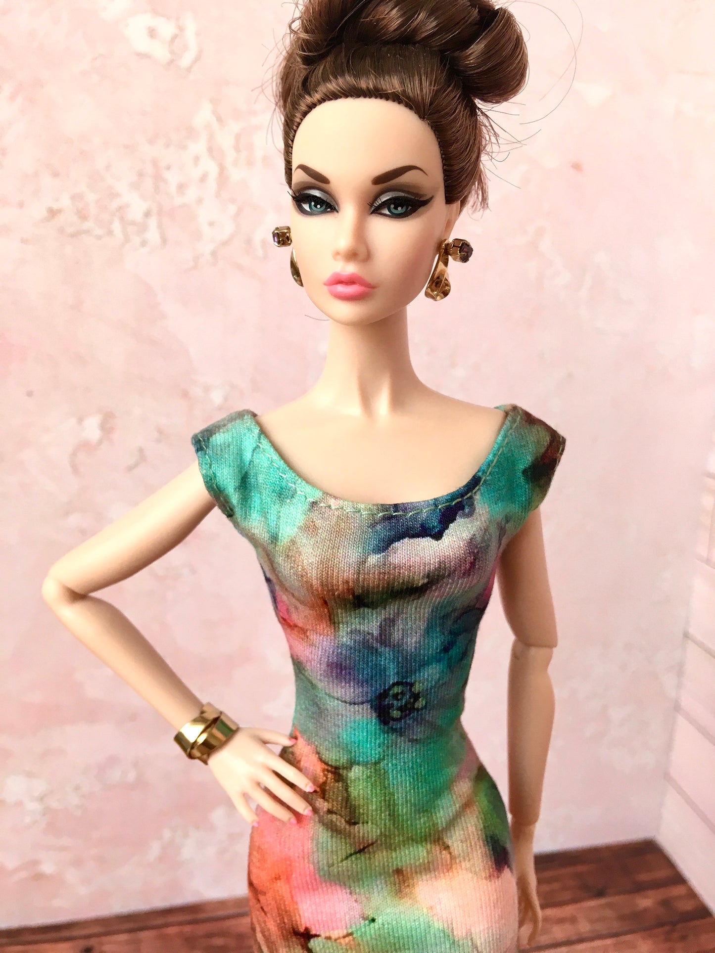 BQ-LARA – Floral Midi Dress with Mermaid Hem for 12" 1/6 Scale Fashion Dolls - www.bouutique.com