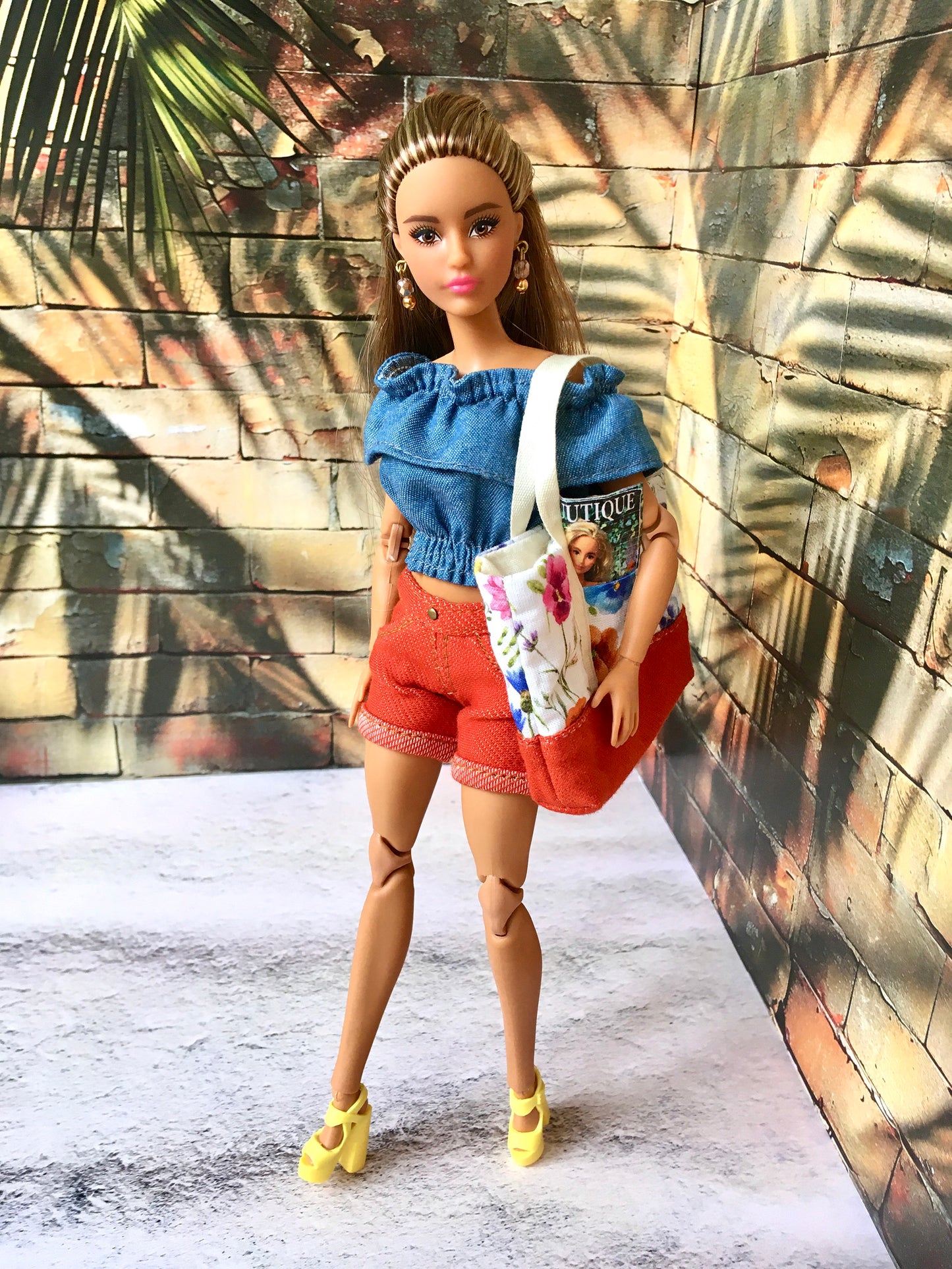 BQ‑LEA – Denim Off-Shoulder Ruffle Top for 11.5" 1/6 Scale Fashion Dolls - www.bouutique.com