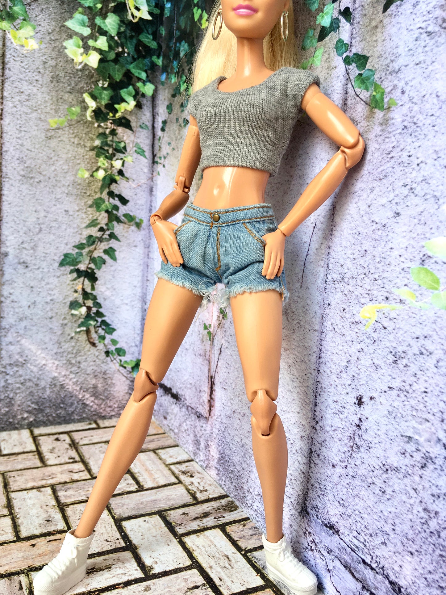 BQ-LUNE – Washed Denim Shorts for 11.5" 1/6 Scale Fashion Dolls - www.bouutique.com