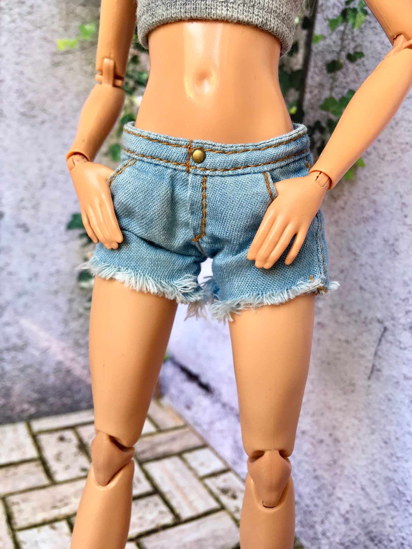 BQ-LUNE – Washed Denim Shorts for 11.5" 1/6 Scale Fashion Dolls - www.bouutique.com