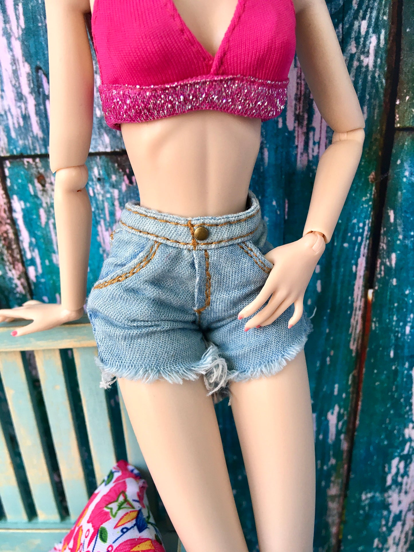 BQ-LUNE – Washed Denim Shorts for 12" 1/6 Scale Fashion Dolls - www.bouutique.com