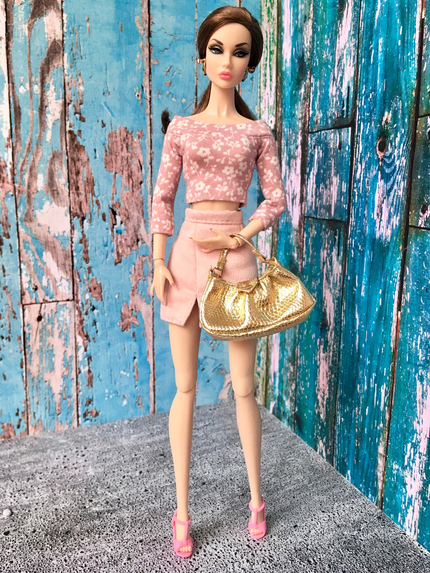 BQ-LUNIA – Off Shoulder Top with Flower Print for 12" Fashion Dolls - www.bouutiue.com