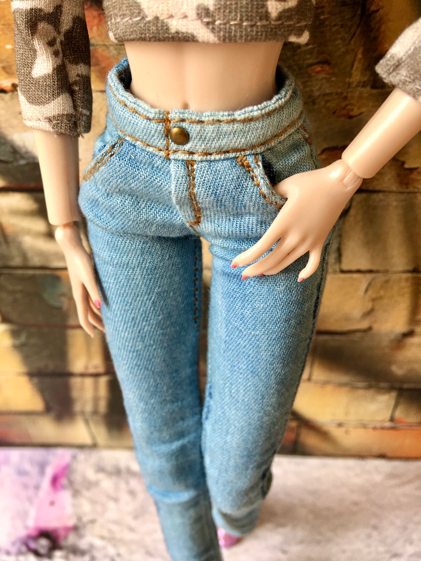 BQ-MAVI – Washed Skinny Jeans for 12" 1/6 Scale Fashion Dolls - www.bouutique.com