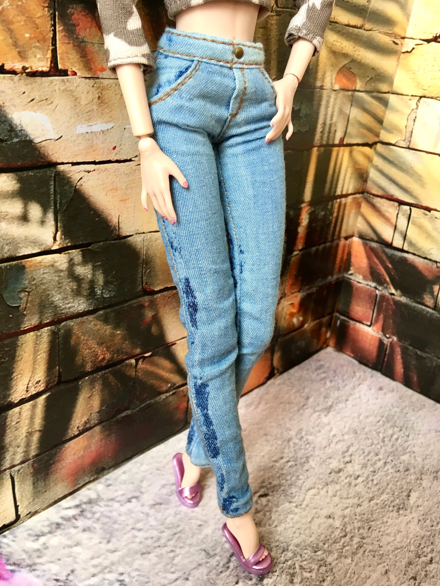 BQ-MAVI – Washed Skinny Jeans for 12" 1/6 Scale Fashion Dolls - www.bouutique.com