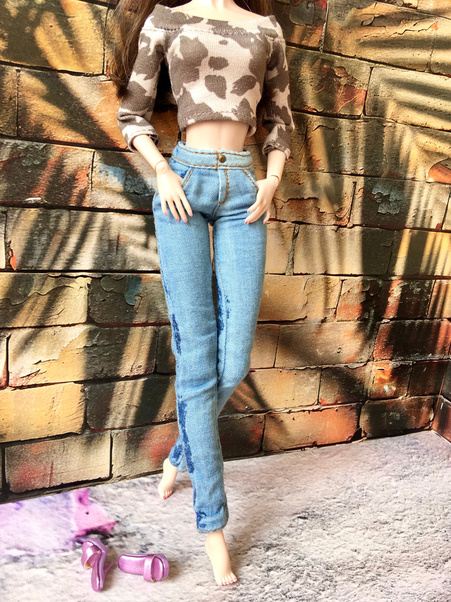 BQ-MAVI – Washed Skinny Jeans for 12" 1/6 Scale Fashion Dolls - www.bouutique.com