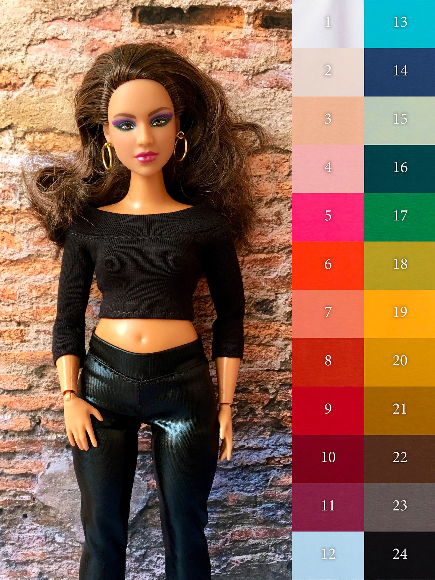 BQ-EBONY – Off-Shoulder Top for 11" 1/6 Scale Curvy Fashion Dolls - www.bouutique.com