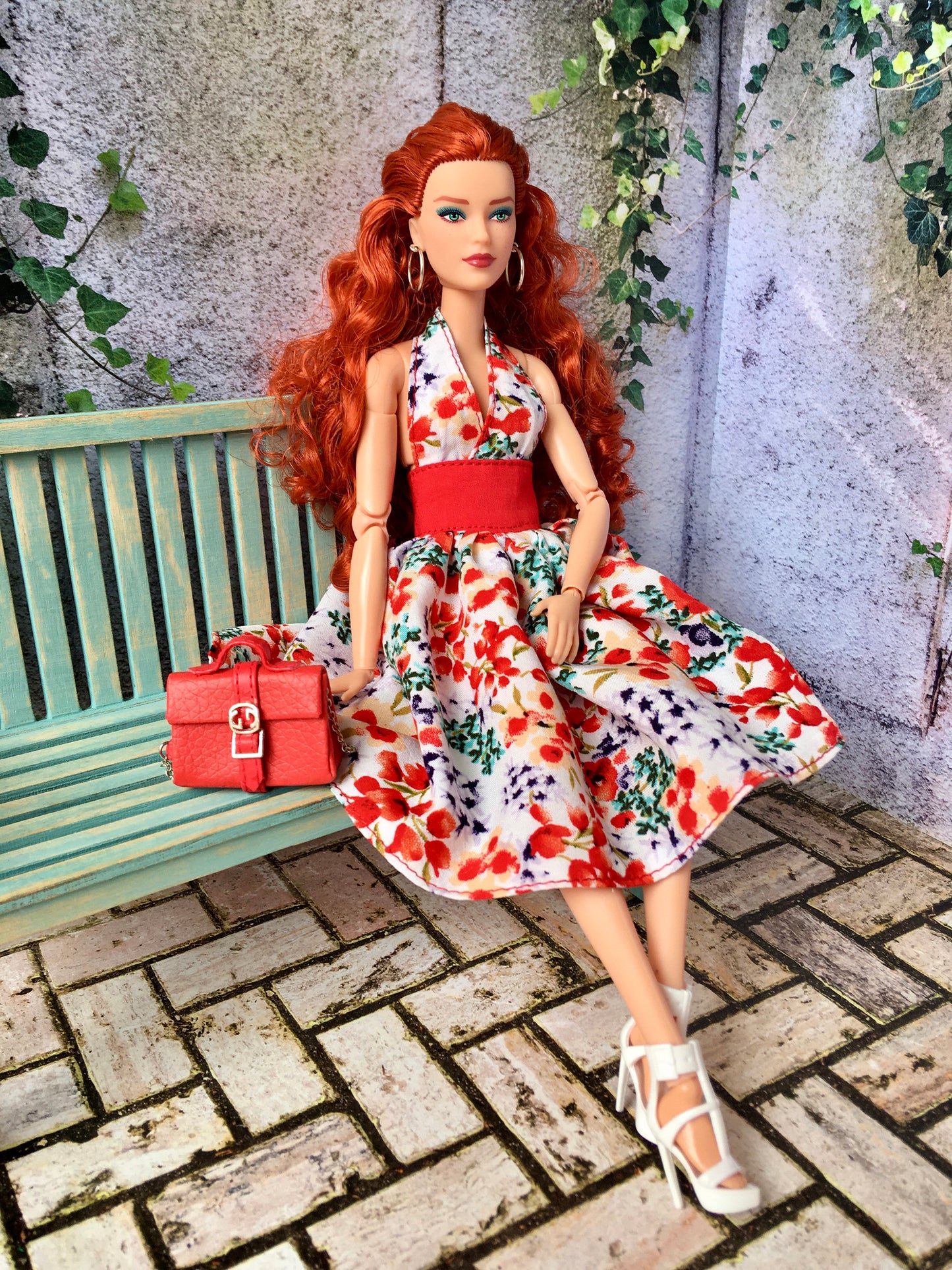 BQ-TAYVI – Flower Halter Dress with Full Skirt for 11.5" 1/6 Scale Fashion Dolls - www.bouutique.com