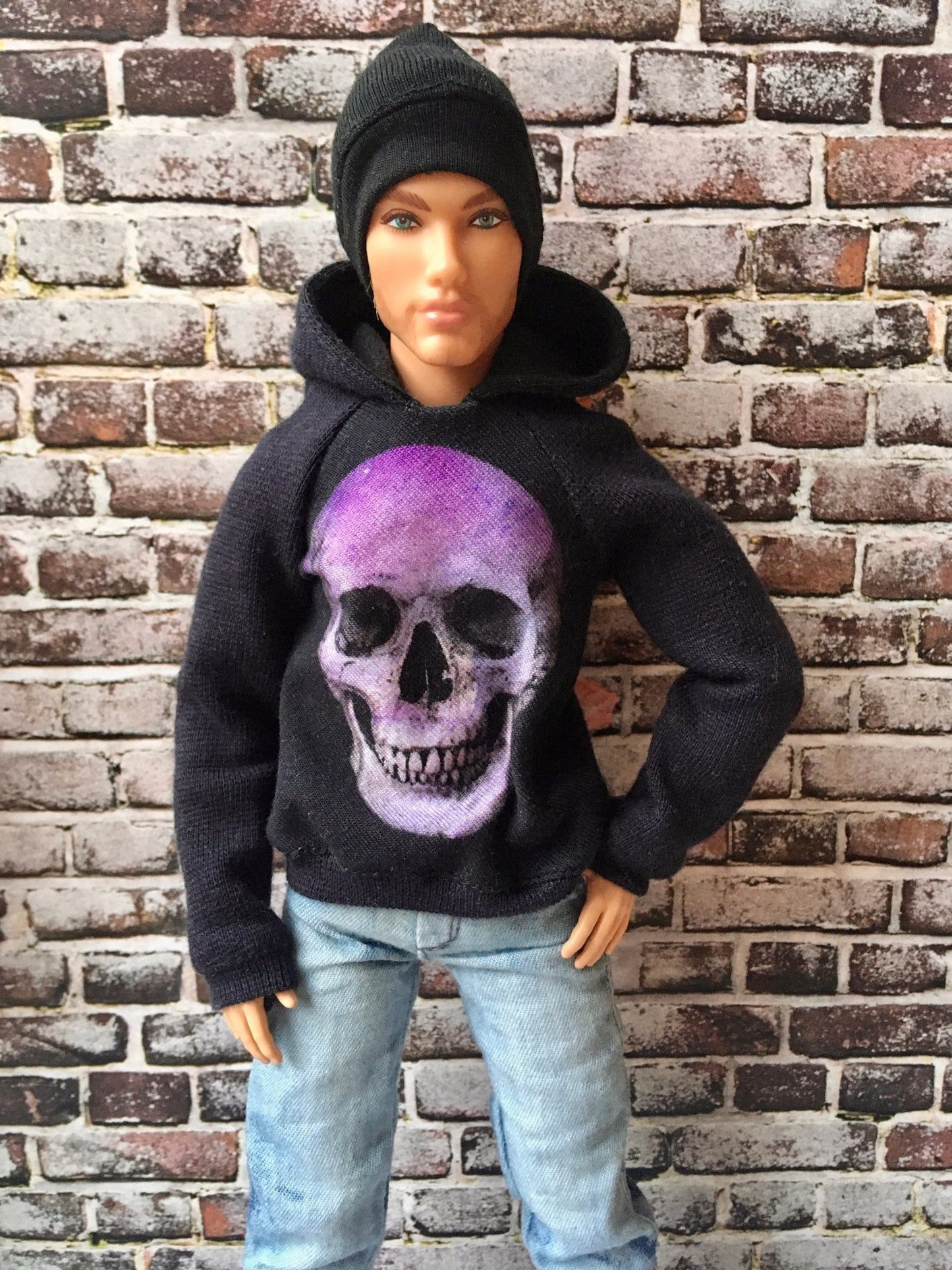 BQ-INFINITE – Skull Print Hoodie for 12" 1/6 Scale Ken Dolls - www.bouutique.com