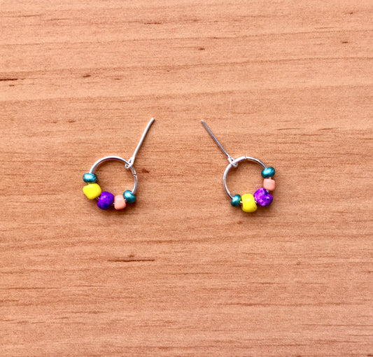 Boucles d’oreilles turquoise anneau perlé pour poupée 1/6-échelle
