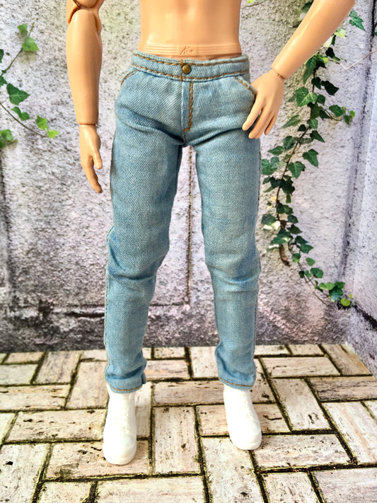 BQ‑SKY – Jean slim délavé pour poupées Ken 30 cm
