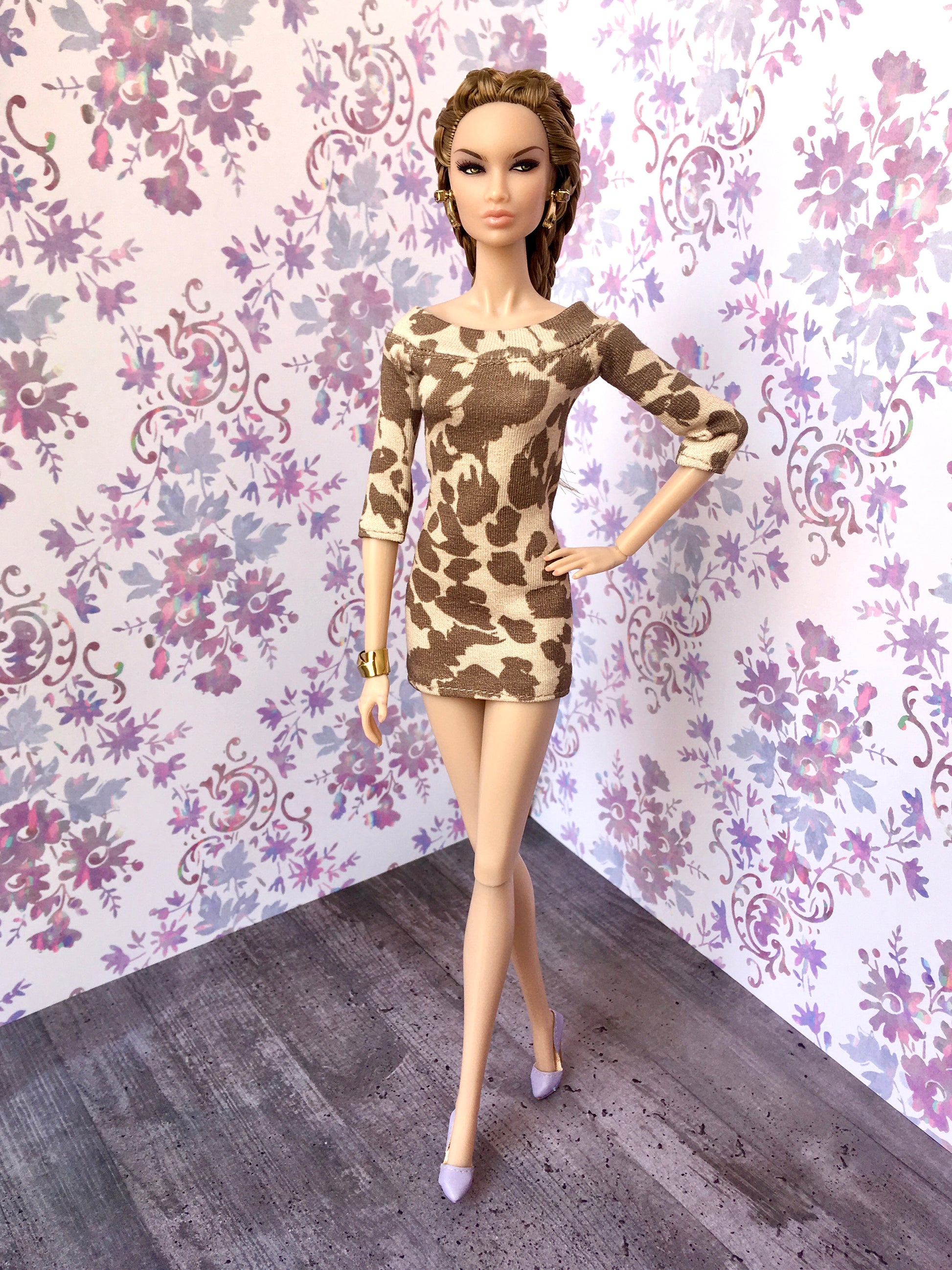 Animal Mini Off-Shoulder Dress for Fashion Doll 12.5 Inch - www.bouutique.com