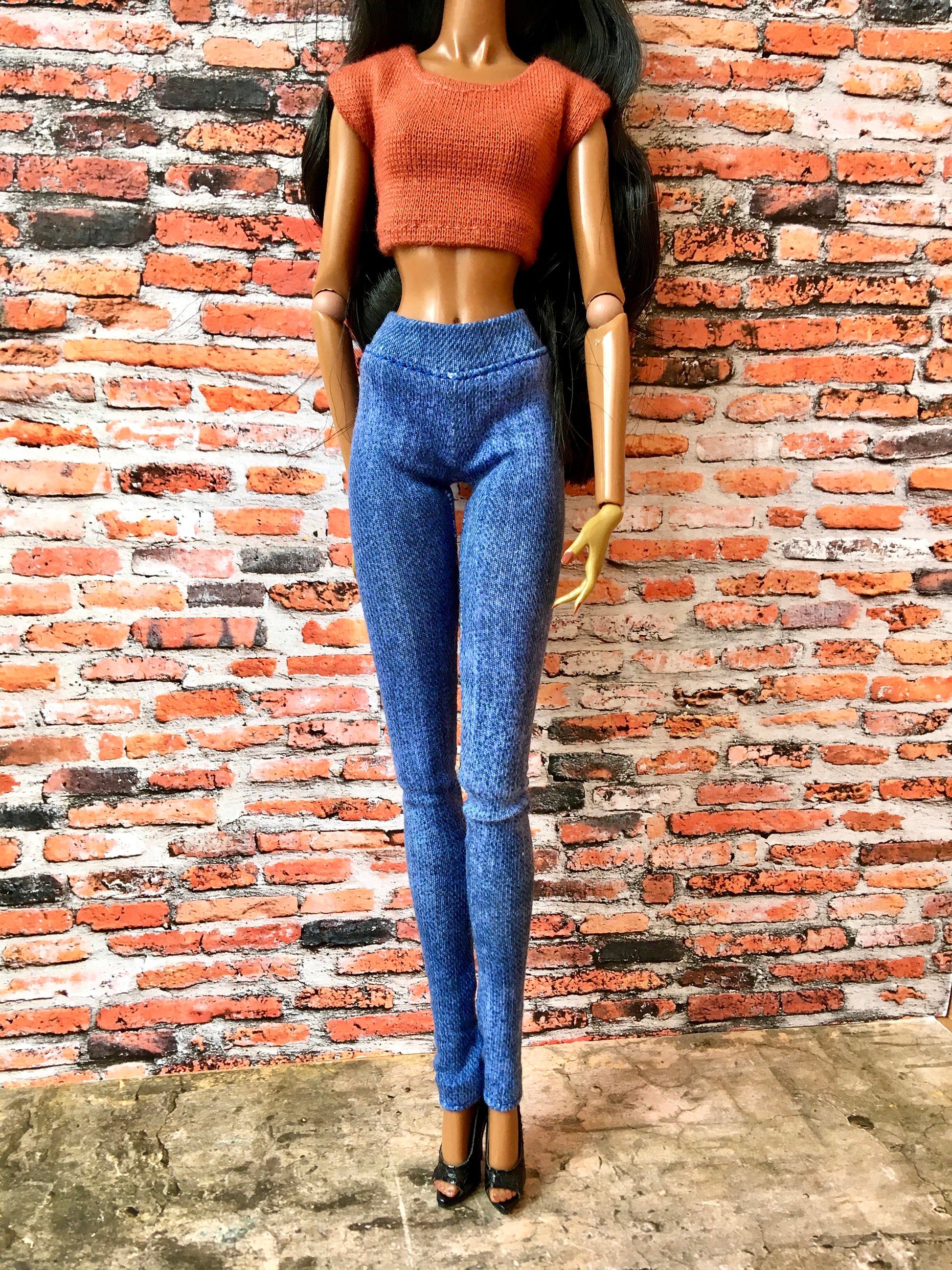 Azure Blue Jeans Jeggings for Fashion Doll 12.5 Inch - www.bouutique.com