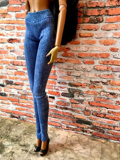Azure Blue Jeans Jeggings for Fashion Doll 12.5 Inch - www.bouutique.com