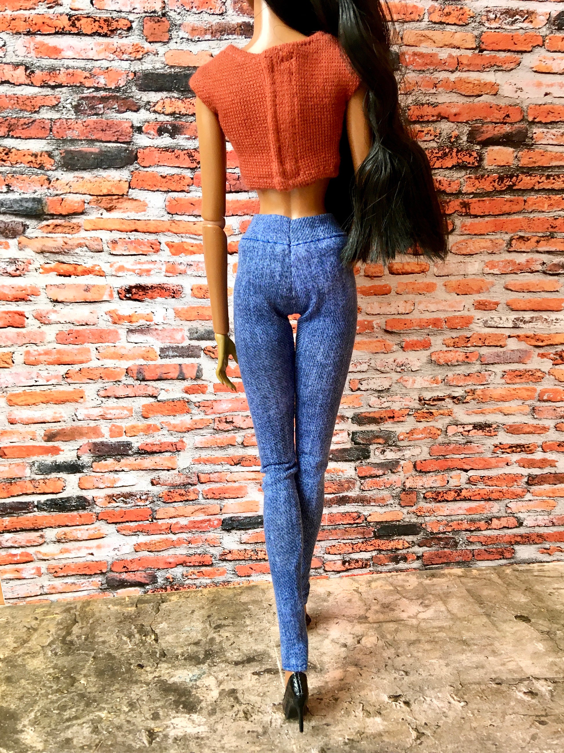 Azure Blue Jeans Jeggings for Fashion Doll 12.5 Inch - www.bouutique.com