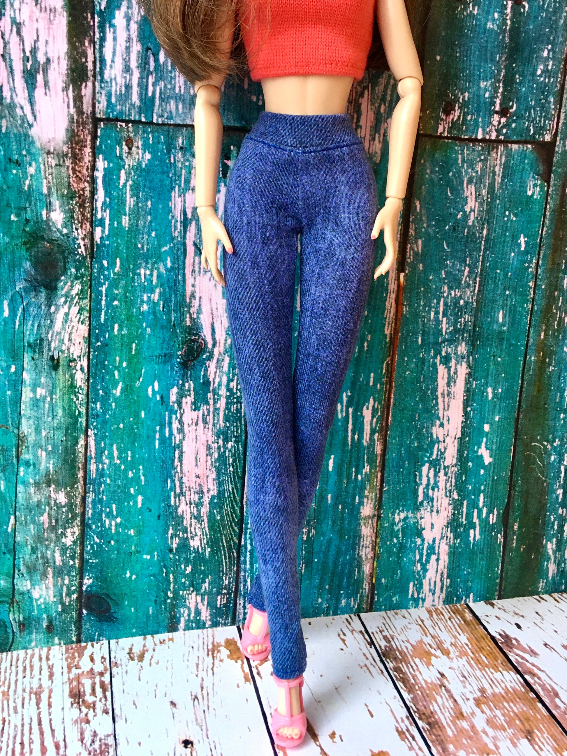Azure Blue Jeans Jeggings for Poppy Doll 12 Inch - www.bouutique.com