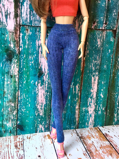 Azure Blue Jeans Jeggings for Poppy Doll 12 Inch - www.bouutique.com
