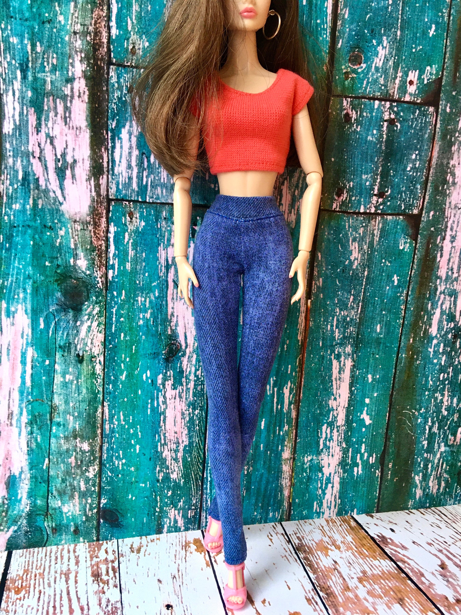 Azure Blue Jeans Jeggings for Poppy Doll 12 Inch - www.bouutique.com