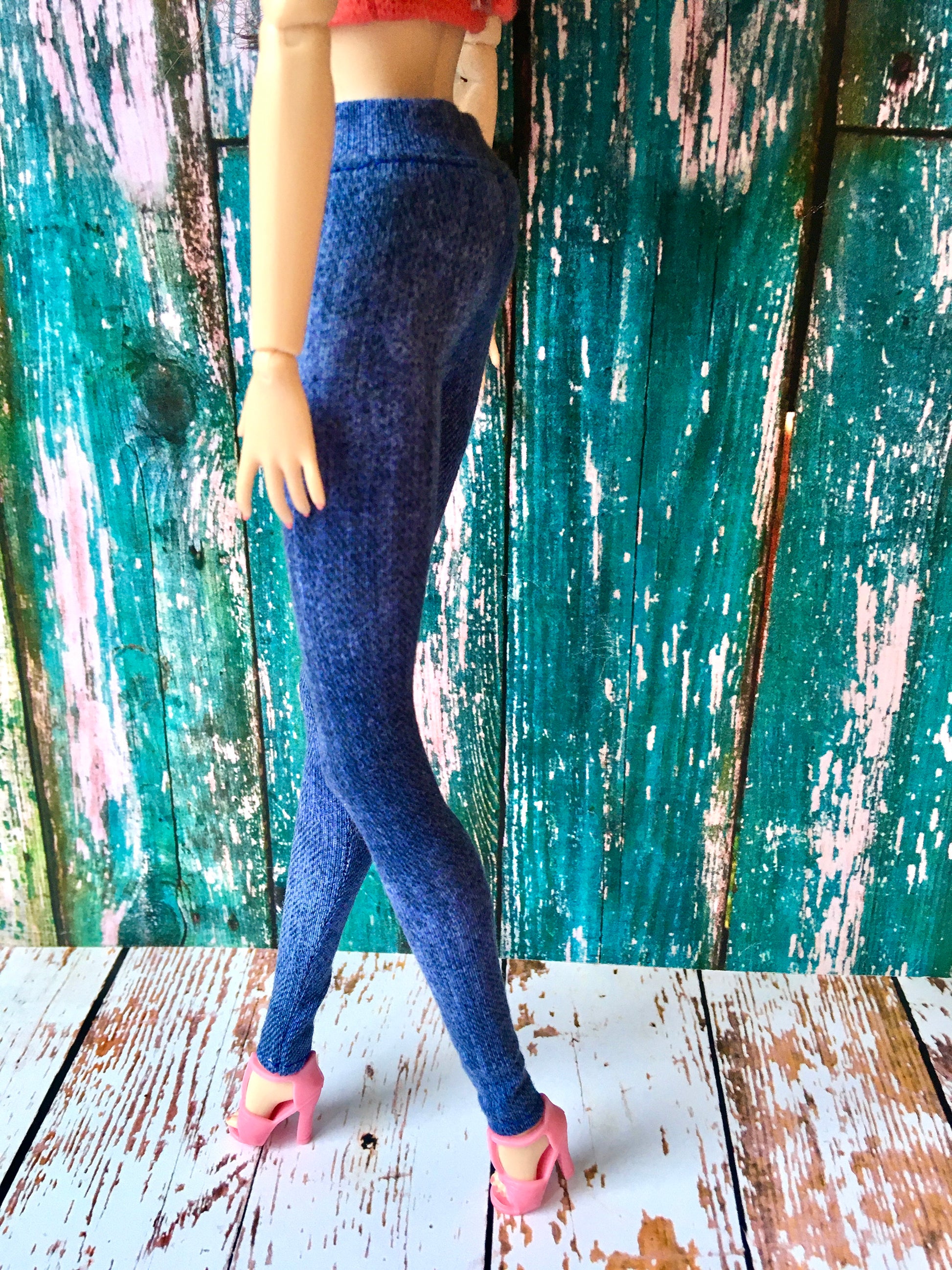 Azure Blue Jeans Jeggings for Poppy Doll 12 Inch - www.bouutique.com
