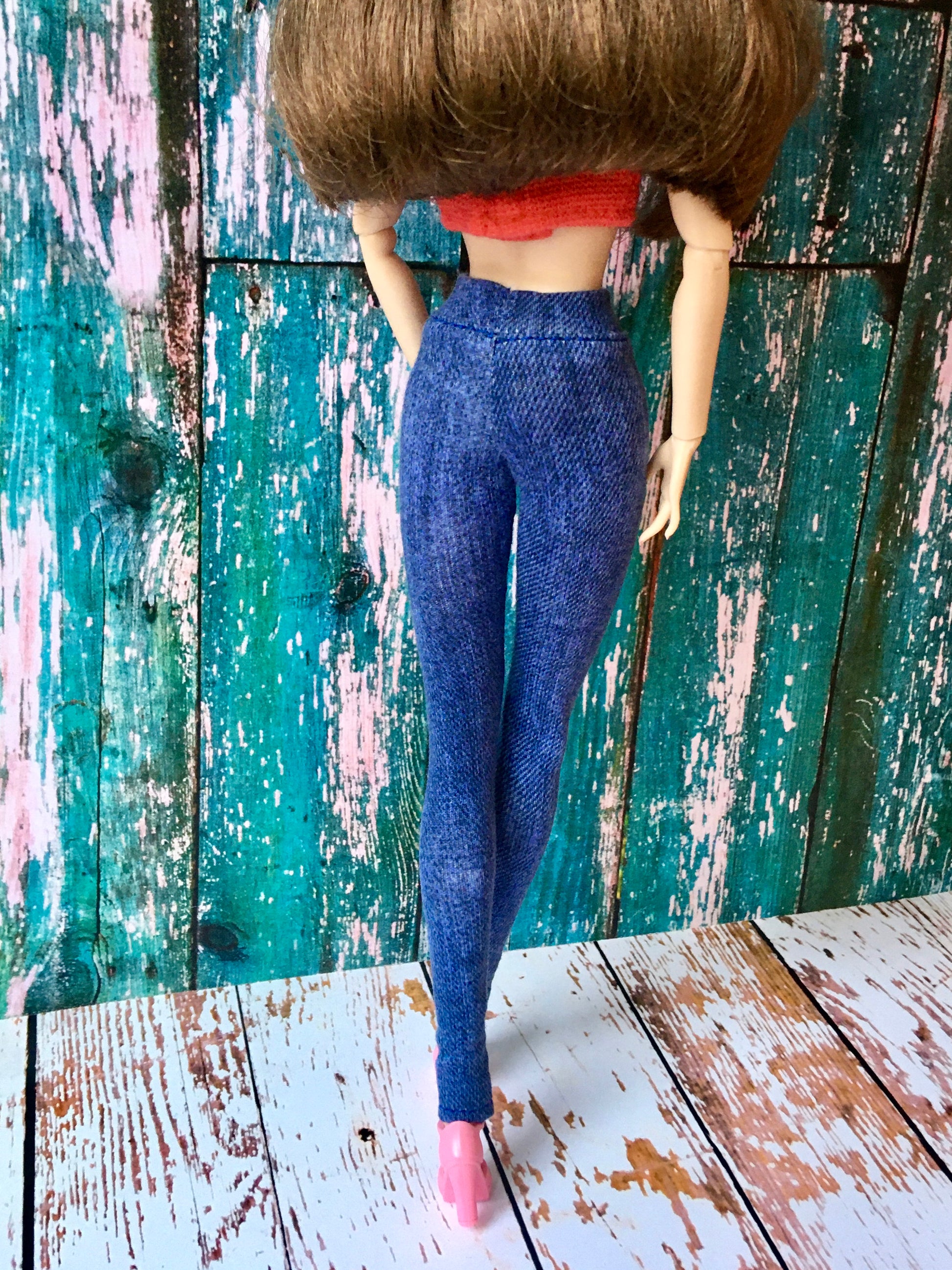 Azure Blue Jeans Jeggings for Poppy Doll 12 Inch - www.bouutique.com
