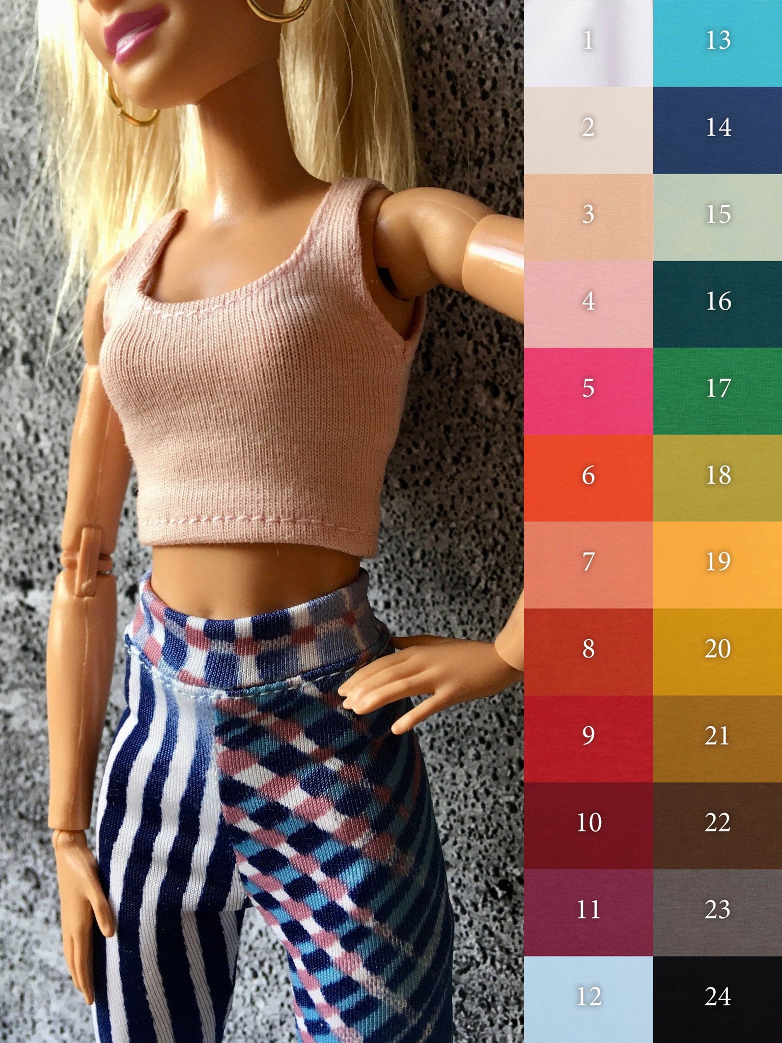 Power Crop Tank Top for Dolls 1/6-scale, 11.5 Inch, many colors - Bouutique.com