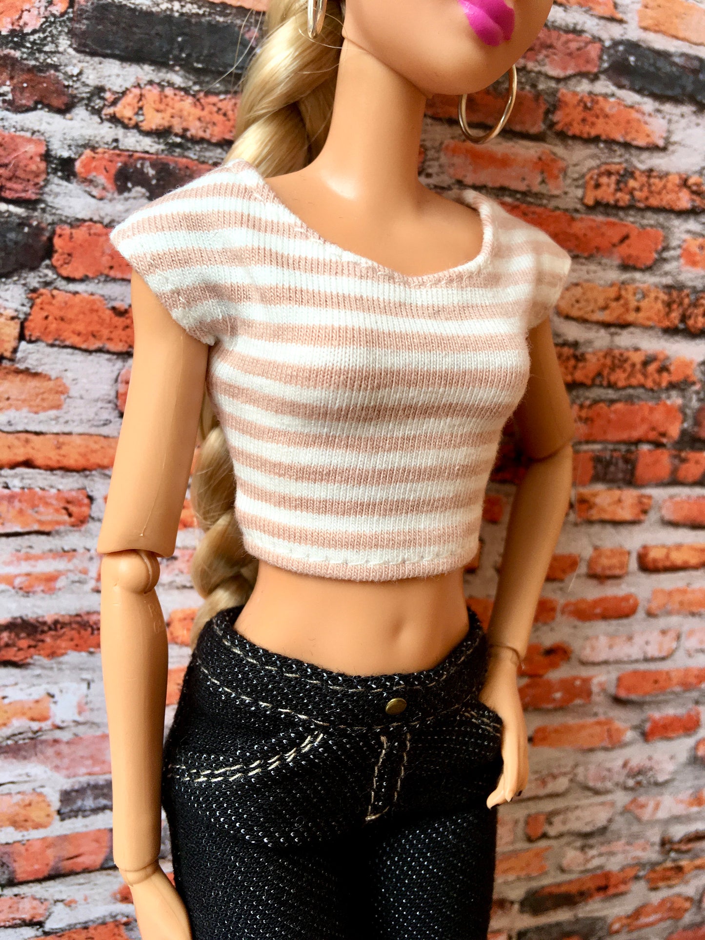 BQ-CALY – Striped Crop T-shirt for 11.5" 1/6 Scale Dolls - www.bouutique.com
