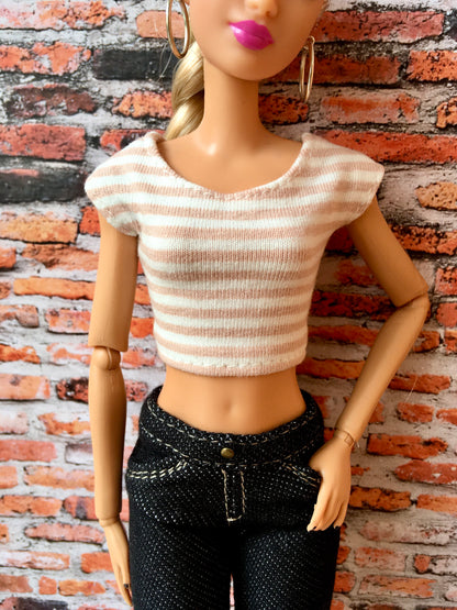 BQ-CALY – Striped Crop T-shirt for 11.5" 1/6 Scale Dolls - www.bouutique.com