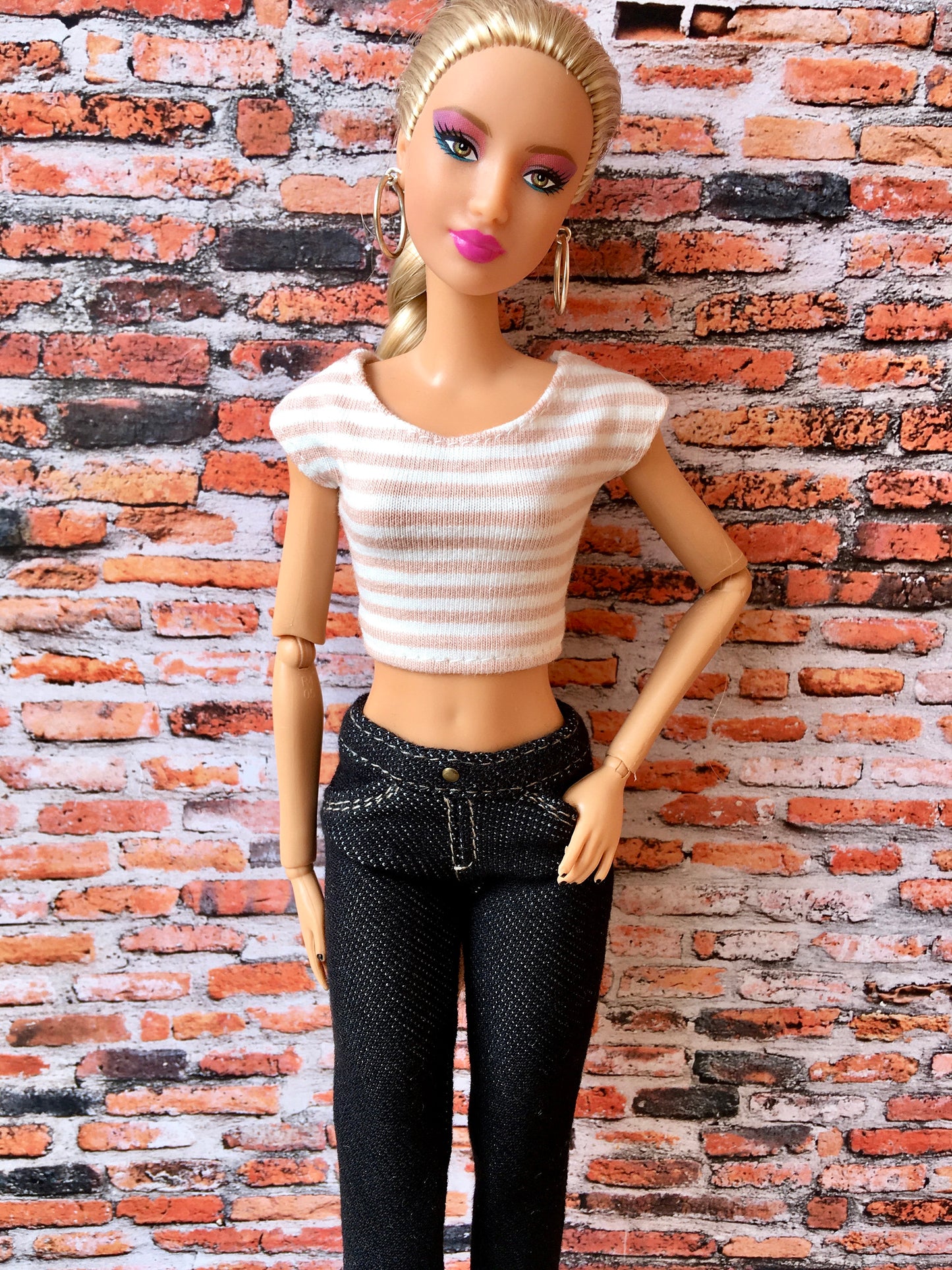 BQ-CALY – Striped Crop T-shirt for 11.5" 1/6 Scale Dolls - www.bouutique.com