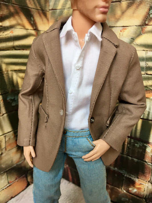 BQ-CHELTON – Beige Cotton Blazer for 12" 1/6 Scale Ken Dolls - www.bouutique.com