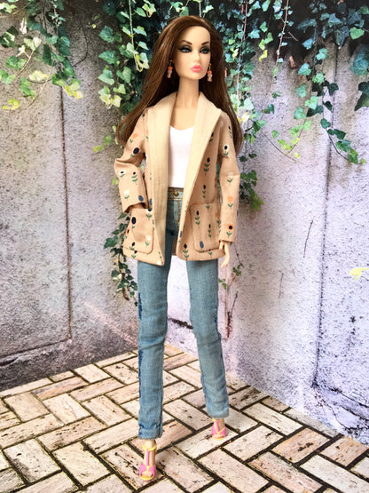 BQ‑DAISY – Květovaný blazer pro panenky 30 cm