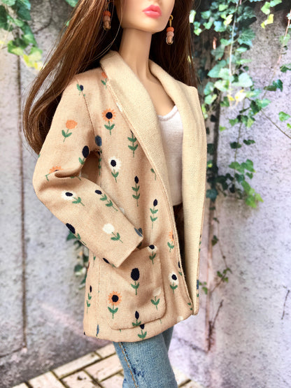 BQ‑DAISY – Květovaný blazer pro panenky 30 cm