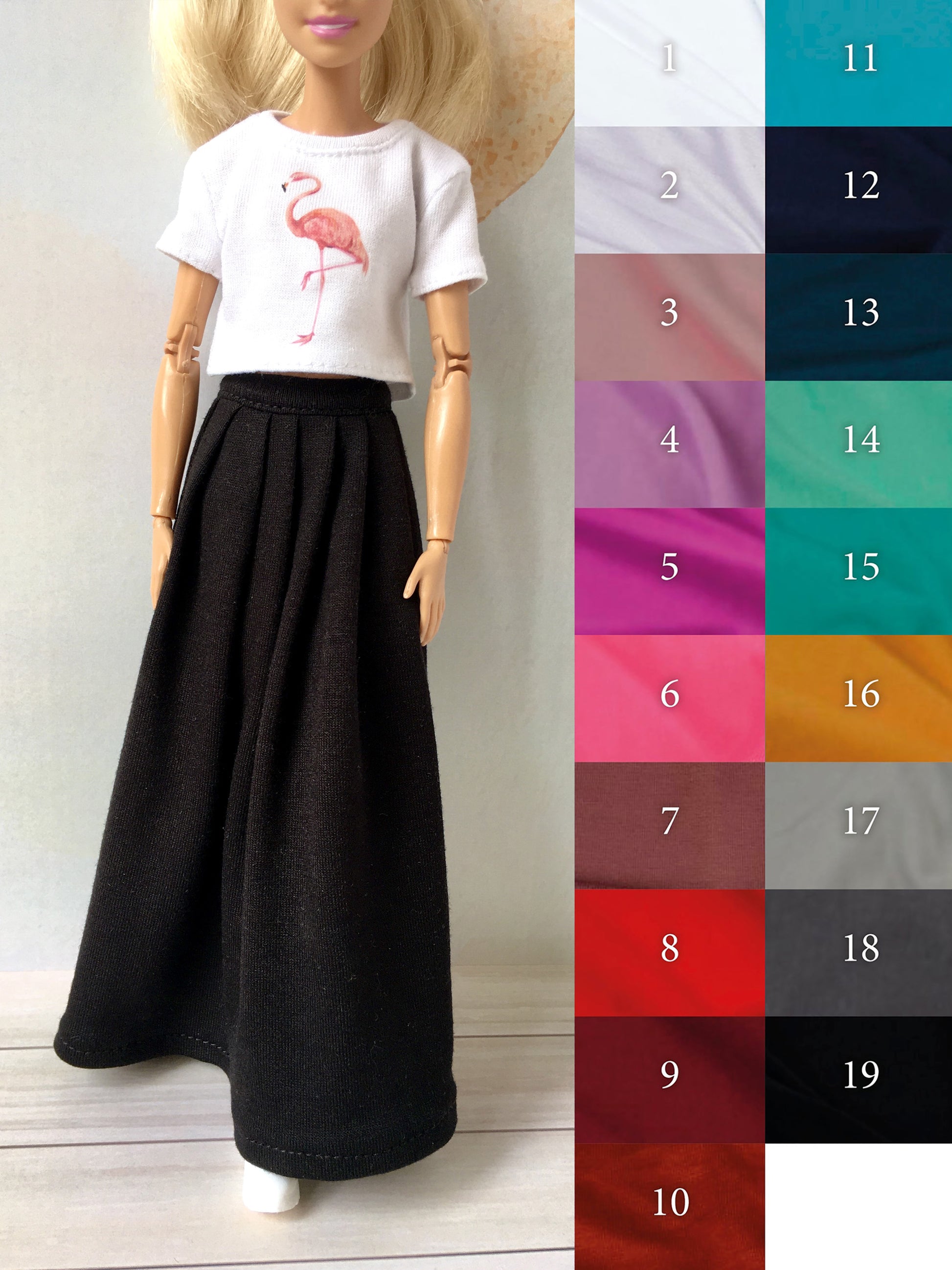 BQ‑ELIYA – Flowy Pleated Long Skirt for 11.5" 1/6 Scale Fashion Dolls - www.bouutique.com