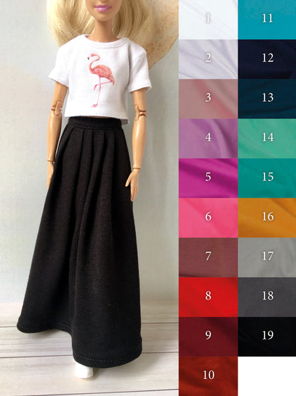 BQ‑ELIYA – Flowy Pleated Long Skirt for 11.5" 1/6 Scale Fashion Dolls - www.bouutique.com