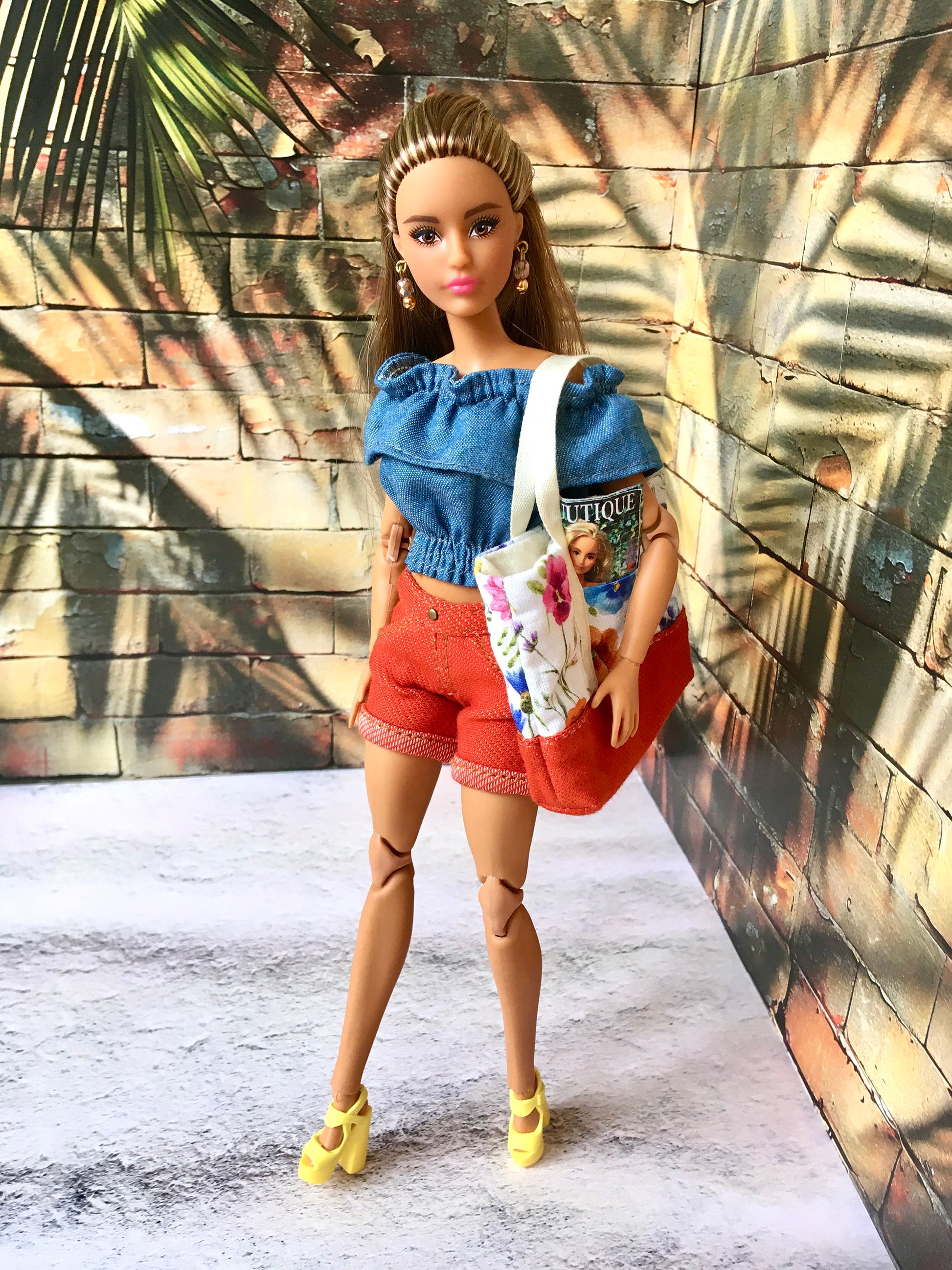 BQ‑LEA – Denim Off-Shoulder Ruffle Top for 11.5" 1/6 Scale Fashion Dolls - www.bouutique.com