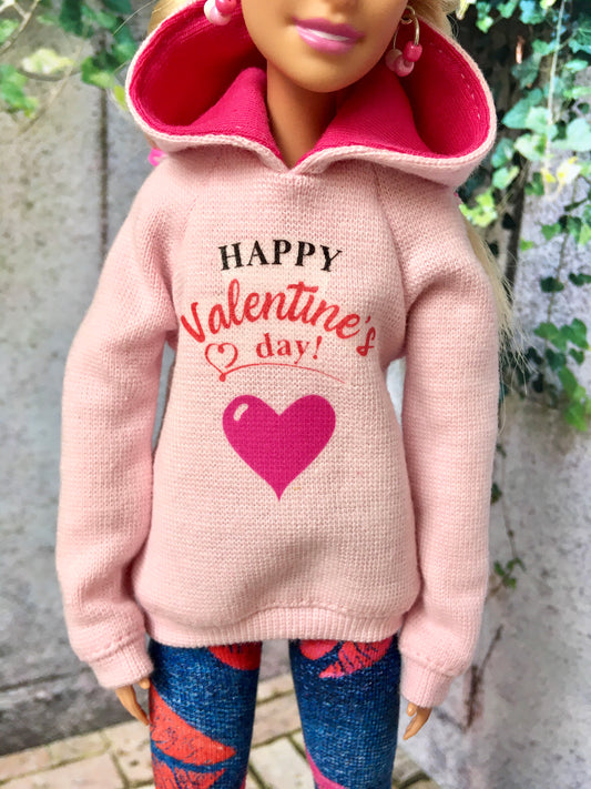 BQ-LOVE – Heart Print Hoodie for 11.5" 1/6 Scale Fashion Dolls