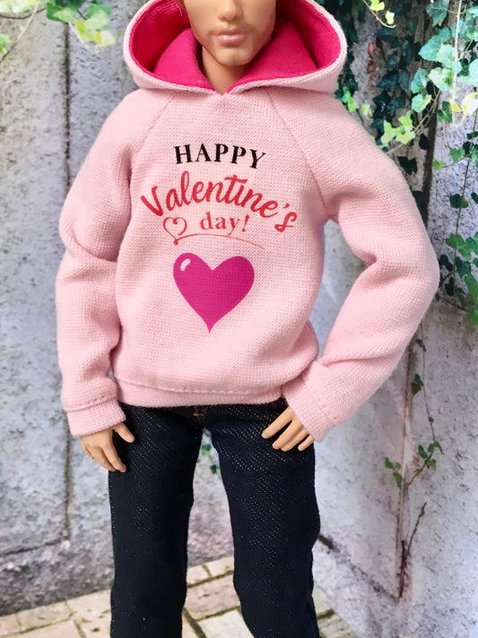 BQ-LOVE – Heart Print Hoodie for 12" 1/6 Scale Ken Dolls