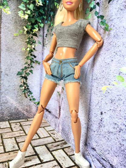 BQ-LUNE – Washed Denim Shorts for 11.5" 1/6 Scale Fashion Dolls - www.bouutique.com