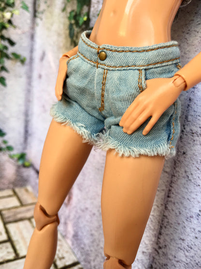BQ-LUNE – Washed Denim Shorts for 11.5" 1/6 Scale Fashion Dolls - www.bouutique.com