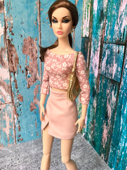 BQ-LUNIA – Off Shoulder Top with Flower Print for 12" Fashion Dolls - www.bouutiue.com