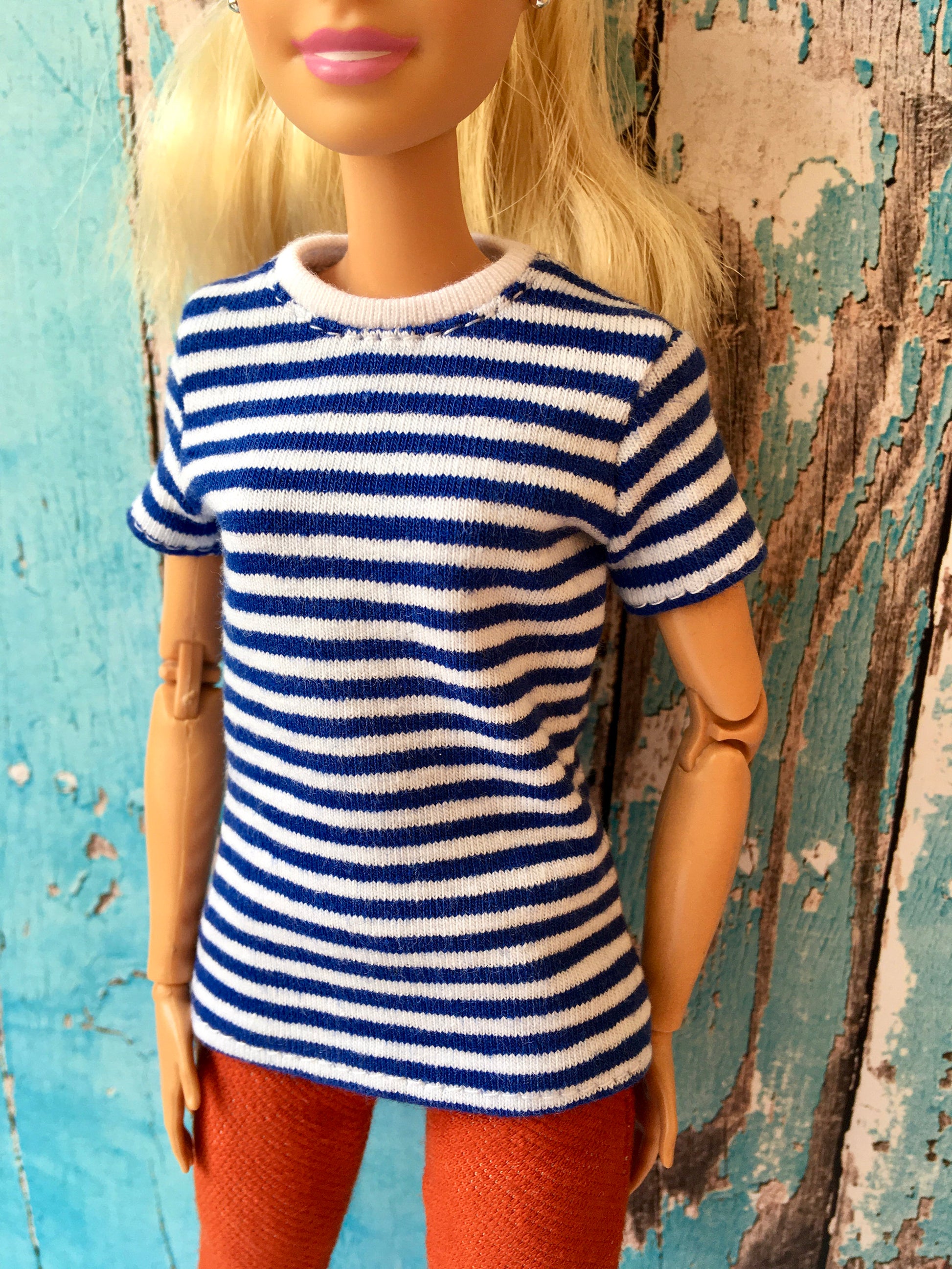 BQ-MARIN – Striped Short Sleeve T-shirt for 11.5" 1/6 Scale Fashion Dolls - www.bouutique.com