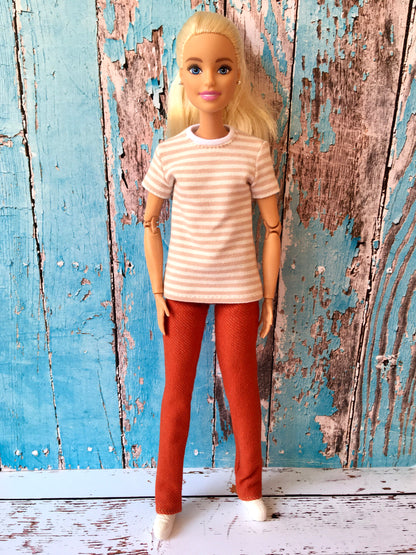 BQ-MARIN – Striped Short Sleeve T-shirt for 11.5" 1/6 Scale Fashion Dolls - www.bouutique.com