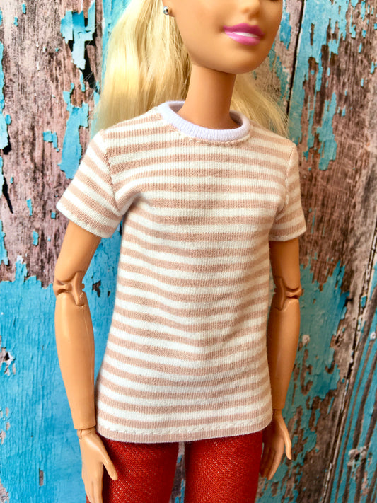 BQ-MARIN – Striped Short Sleeve T-shirt for 11.5" 1/6 Scale Fashion Dolls - www.bouutique.com