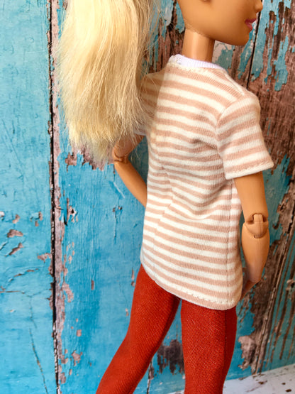 BQ-MARIN – Striped Short Sleeve T-shirt for 11.5" 1/6 Scale Fashion Dolls - www.bouutique.com