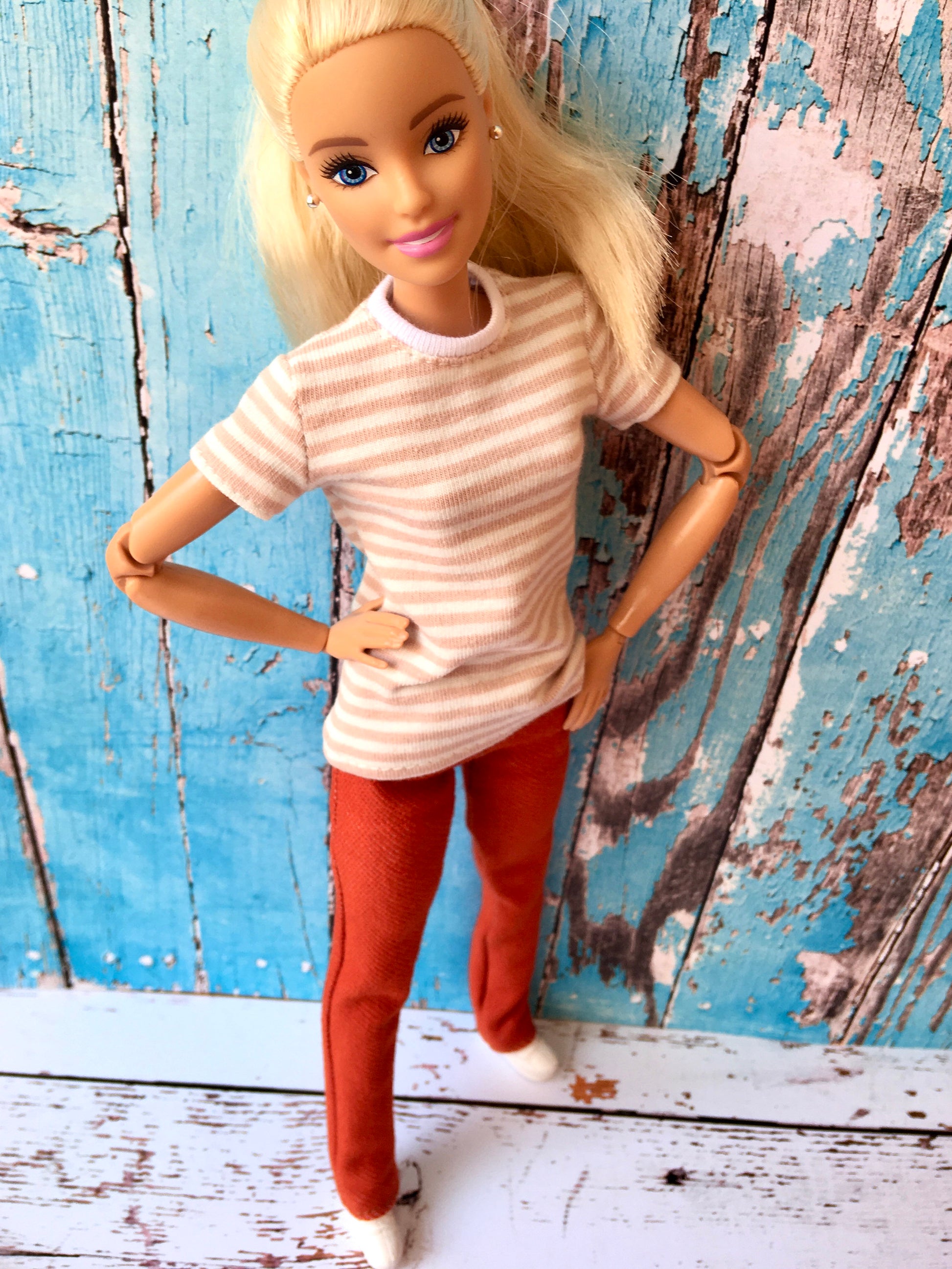 BQ-MARIN – Striped Short Sleeve T-shirt for 11.5" 1/6 Scale Fashion Dolls - www.bouutique.com