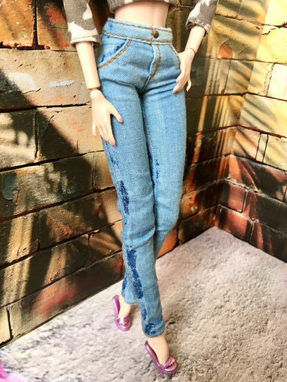 BQ-MAVI – Washed Skinny Jeans for 12" 1/6 Scale Fashion Dolls - www.bouutique.com