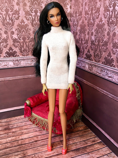 COZY – Cream Knit Turtleneck Dress for Fashion Dolls - www.bouutique.com