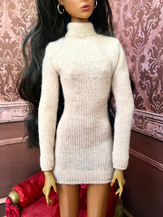 COZY – Cream Knit Turtleneck Dress for Fashion Dolls - www.bouutique.com