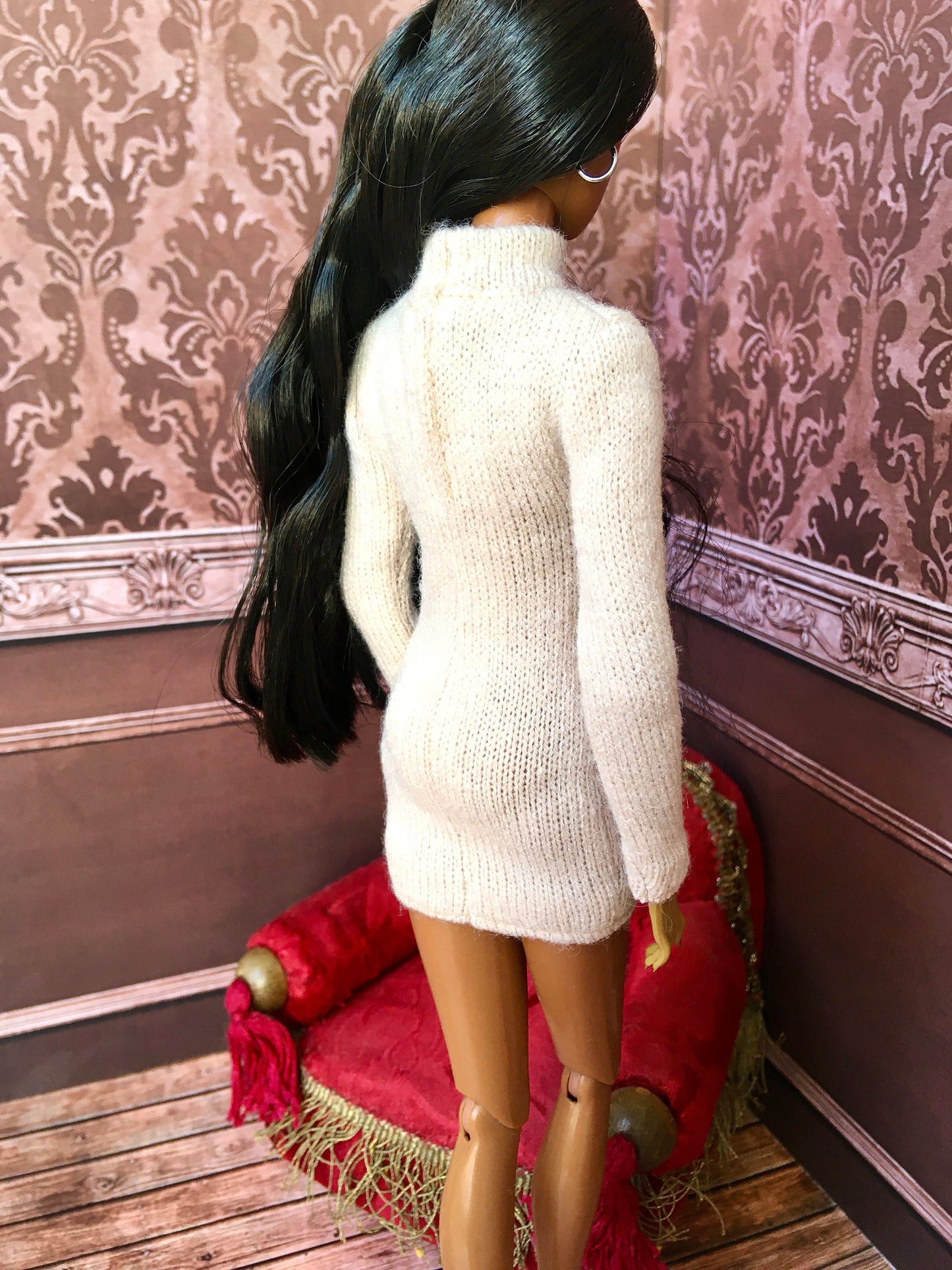 COZY – Cream Knit Turtleneck Dress for Fashion Dolls - www.bouutique.com