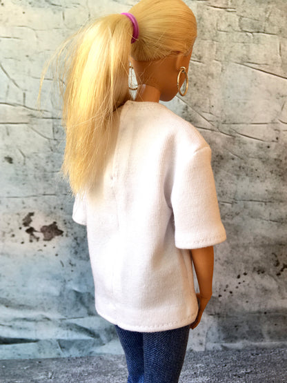 www.bouutique.com - Flowy Short Sleeve Oversized T-shirt for Dolls 11.5 Inch